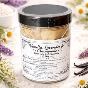 Vanilla, Lavender & Chamomile Bath Salt Soak Satchels